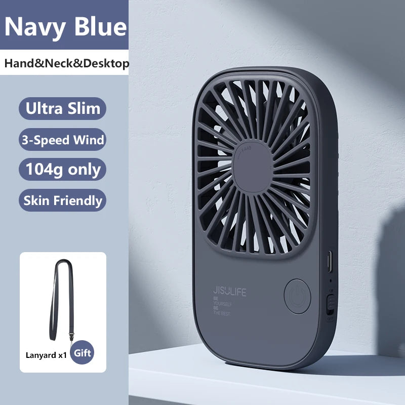 JISULIFE Mini Handheld Fan – Portable USB Rechargeable Small Desk Fan with Built-in Bracket