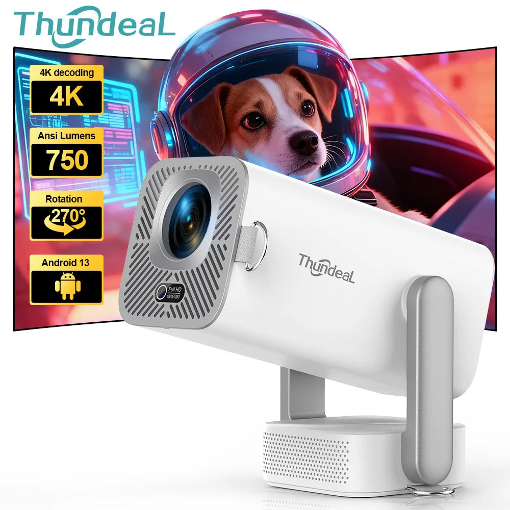 Pametni mini projektor ThundeaL TD80 Pro – izvorna ločljivost 1080P, podpora za 4K, operacijski sistem Android, WiFi in 3D LED