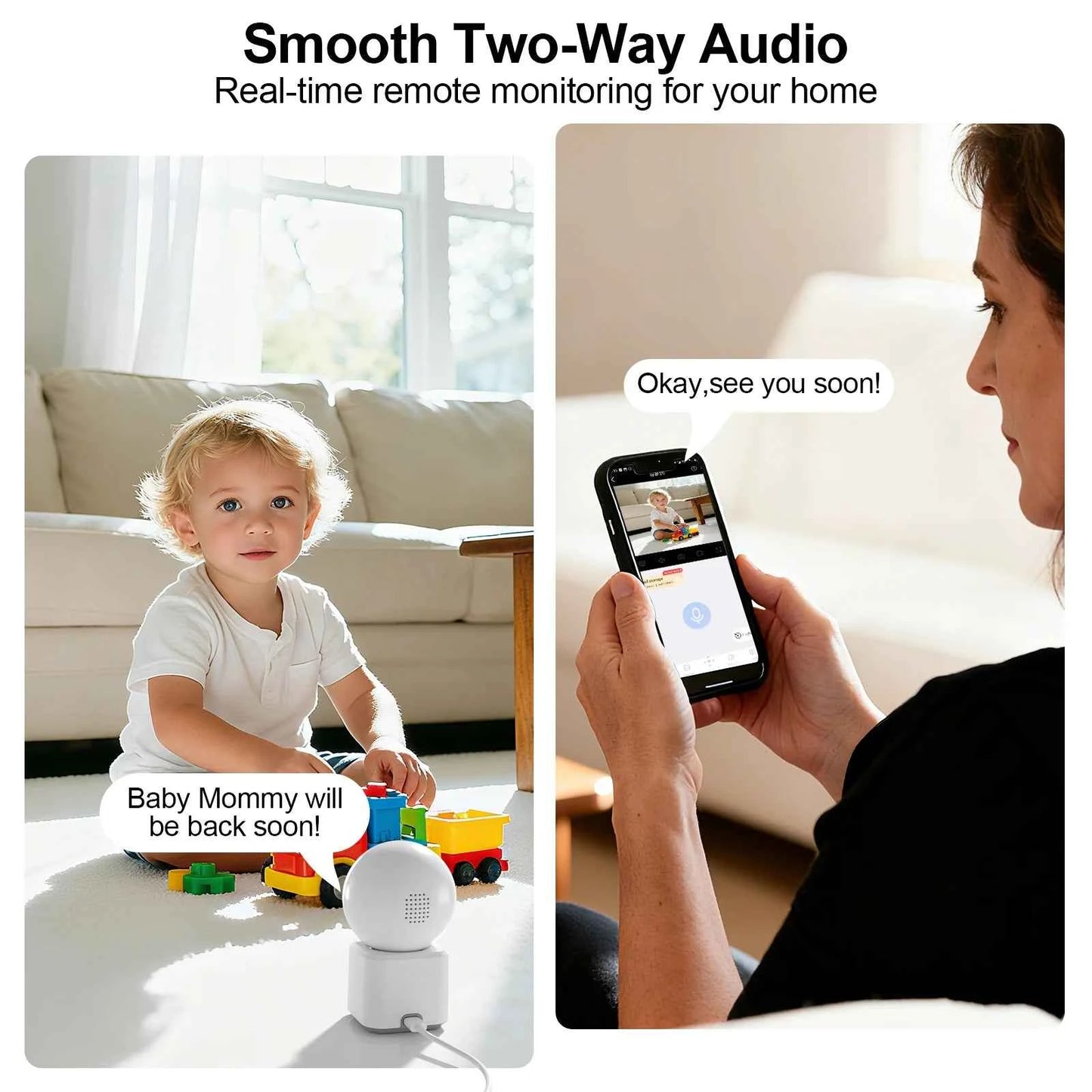 ARCCTV 4MP WiFi Surveillance Baby Monitor Camera HD Two Way Talk IR Night Vision Security PTZ Camera 360° View Auto Tracking - Limetastore