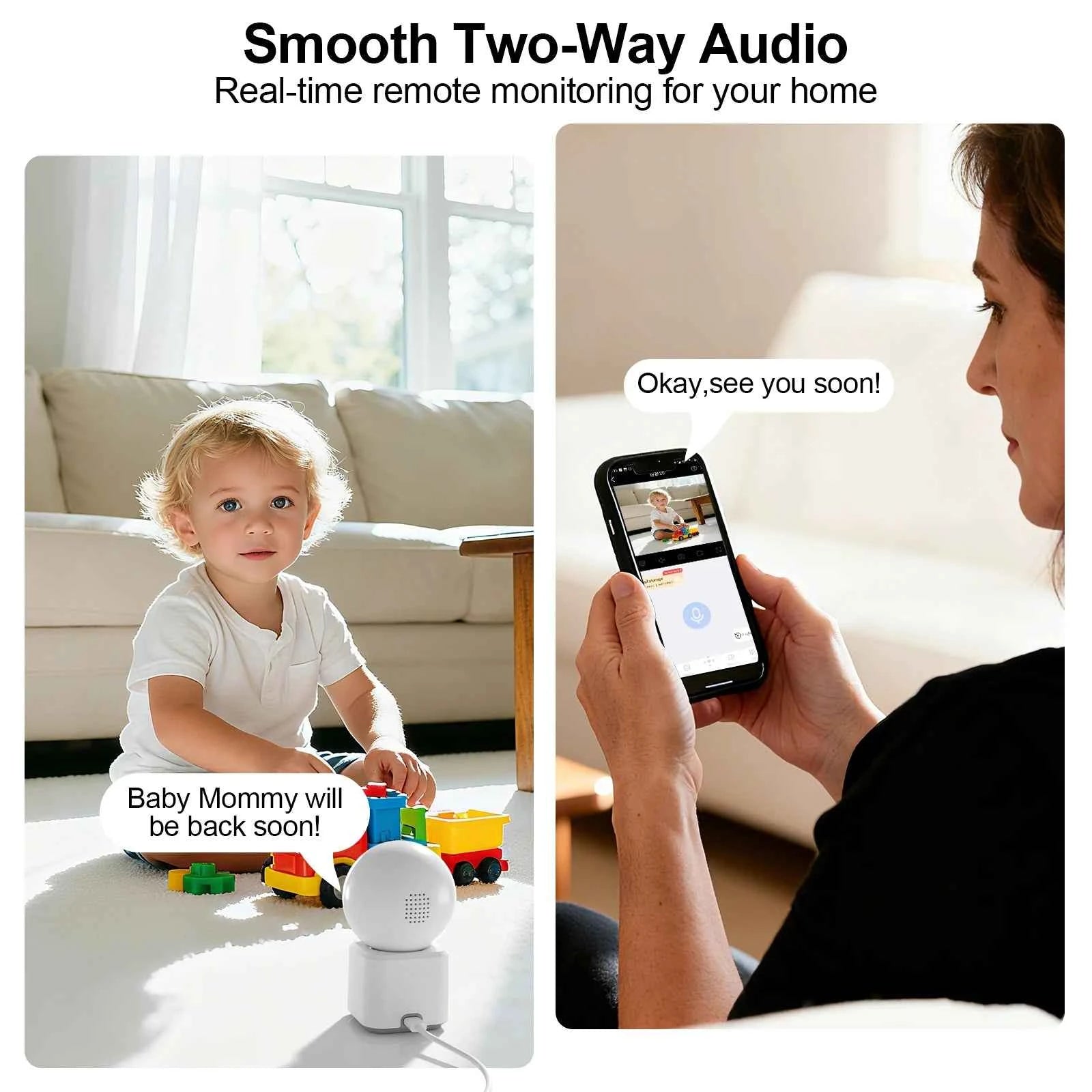 ARCCTV 2K WiFi 5G Surveillance Baby Monitor Camera HD Two Way Talk IR Night Vision Security PTZ Camera 360° View Auto Tracking - Limetastore