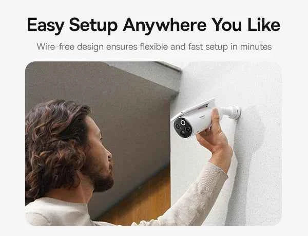 Baseus Security S1 Pro Outdoor Camera 3K Clarity Wireless Solar Security Camera Continuous Power IP67 Wifi Camera 2-Camera Kit - Limetastore