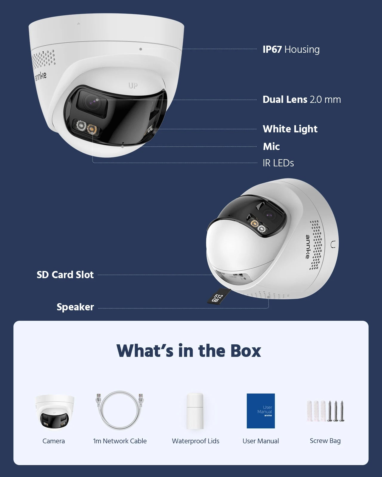 ANNKE 4K 8MP Panoramic Dual‑Lens PoE System | 8CH NVR, 180° View, IR Night Vision, 6MP Cameras