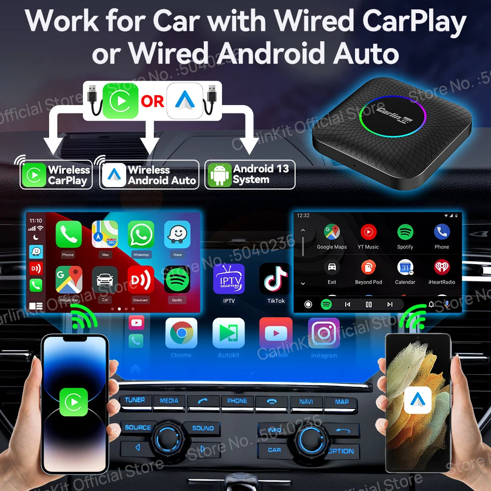 CarlinKit Tbox‑Ultra Android 15 8+128GB Wireless CarPlay AI Box