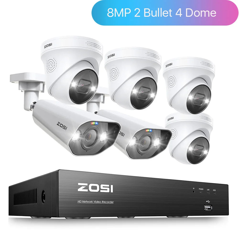 ZOSI 4K 8MP PoE Security Camera System – AI Human/Vehicle Detection