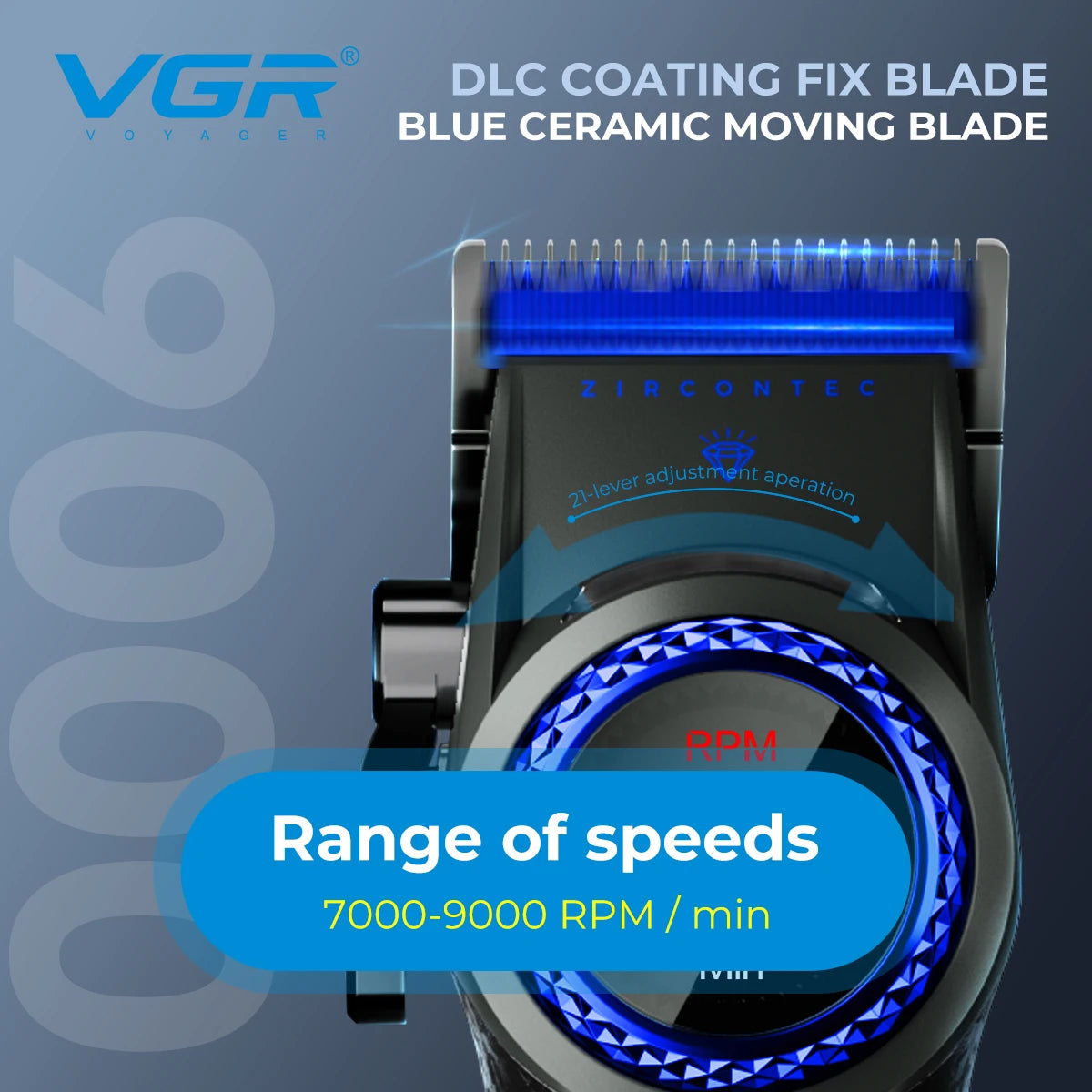VGR Hair Cutting Machine Professional Trimmer 9000 RPM Hair Clipper Bldc Motor Barber Cordless Clipper Trimmer for Men V-001