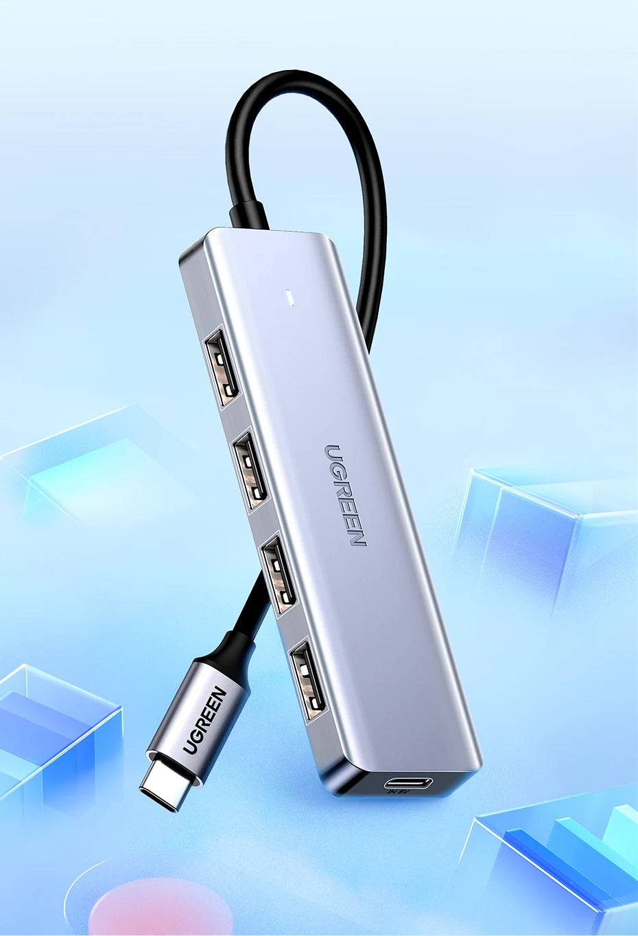 UGREEN USB‑C to USB 3.0 Hub | 4‑Port High‑Speed Splitter for MacBook, iPad & Samsung