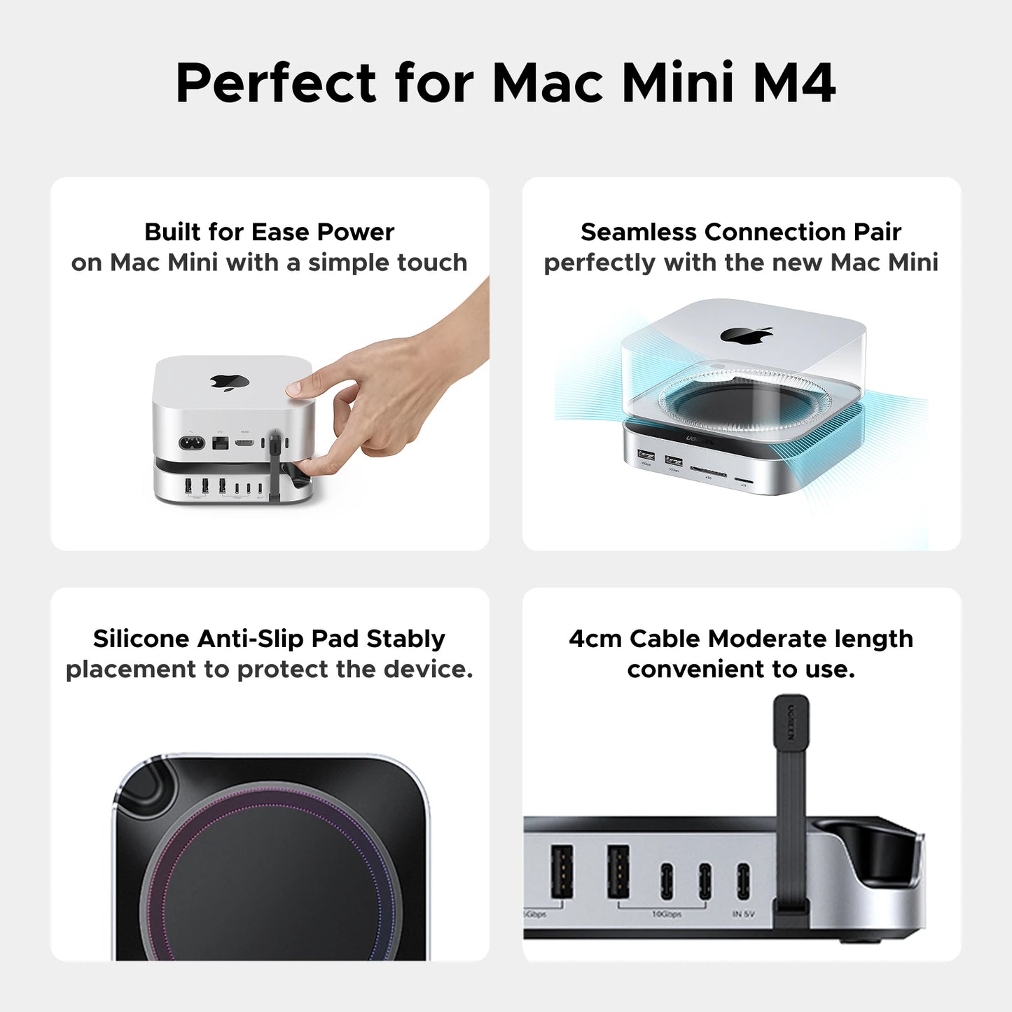UGREEN USB‑C Docking Station for Mac Mini M4/M4 Pro with M.2 NVMe SSD Enclosure