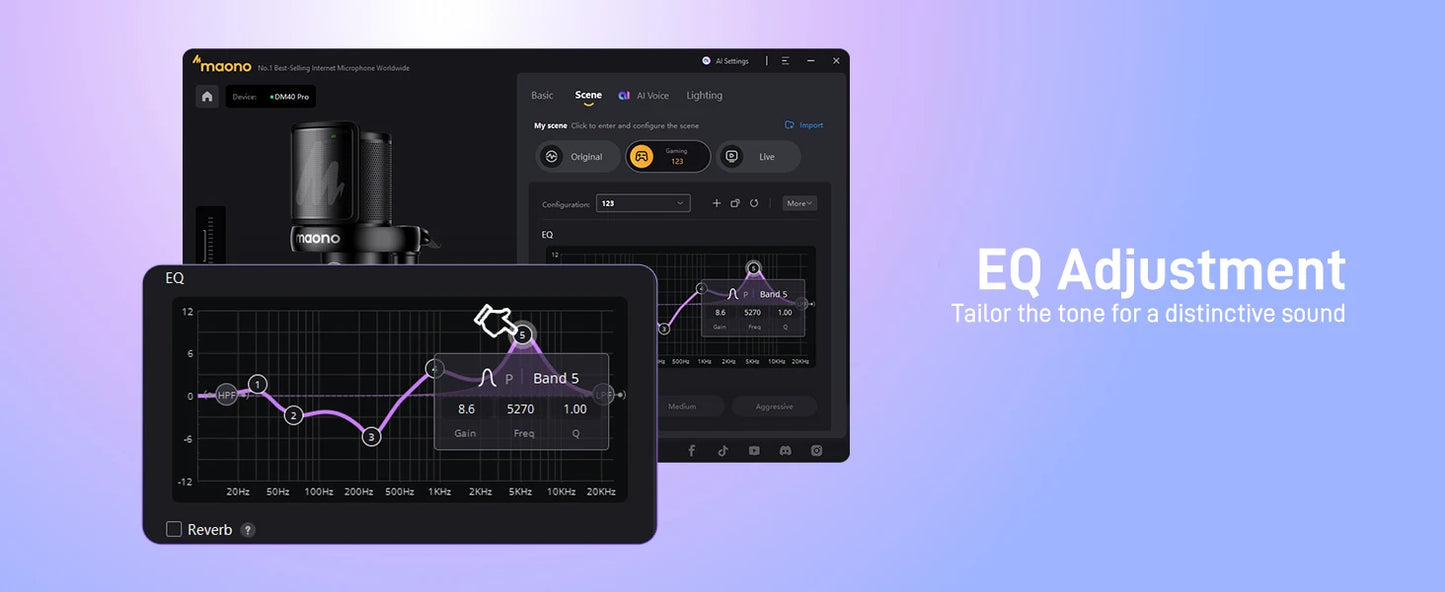 Maono DM40 – Wireless USB Condenser Microphone | AI Voice Changer, Noise Reduction & RGB Mic for Gaming, Streaming & PC Recording