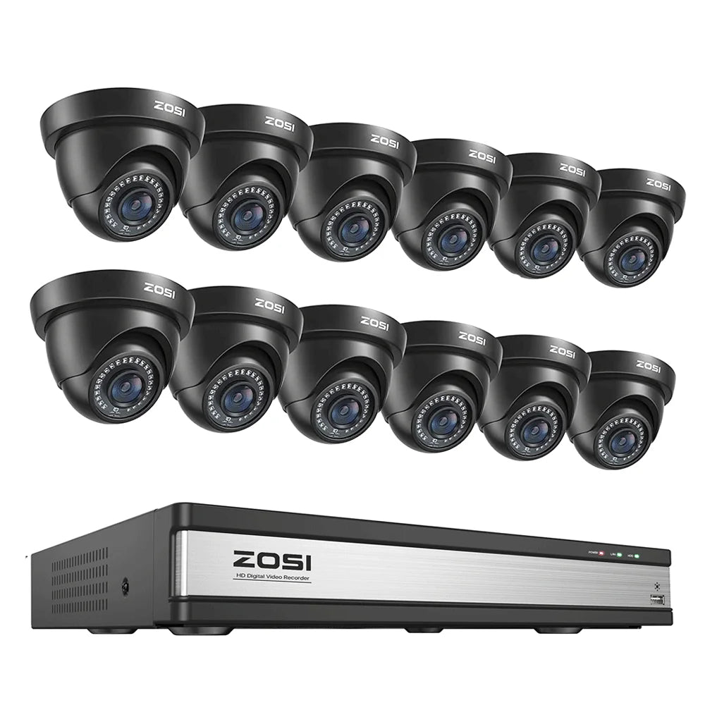 ZOSI 16CH 1080p Wired Security Camera System – H.265+ DVR with Human & Vehicle Detection