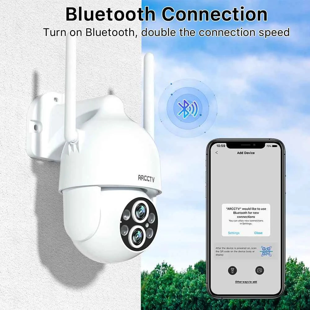 ARCCTV 3K 6MP Dual Lens Wifi Surveillance Camera Two Way Talk HD Color Night Vision Outdoor Security Camera Auto Motion Tracking - Limetastore