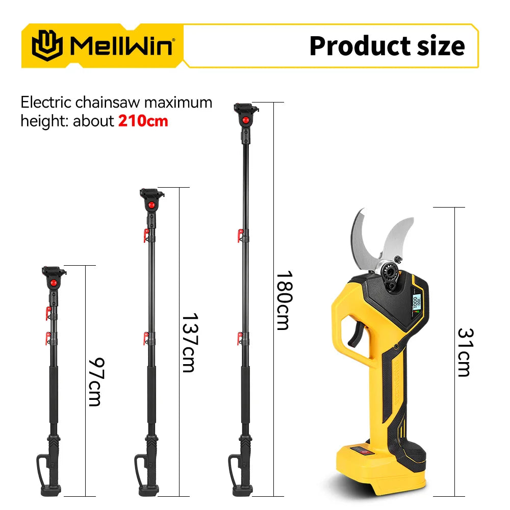 MELLWIN Brushless 50MM Electric Pruner Shear With 180CM Telescoping Pole Garden Pole Pruner Shear Tool For Makita 18VBattery Pin - Limetastore