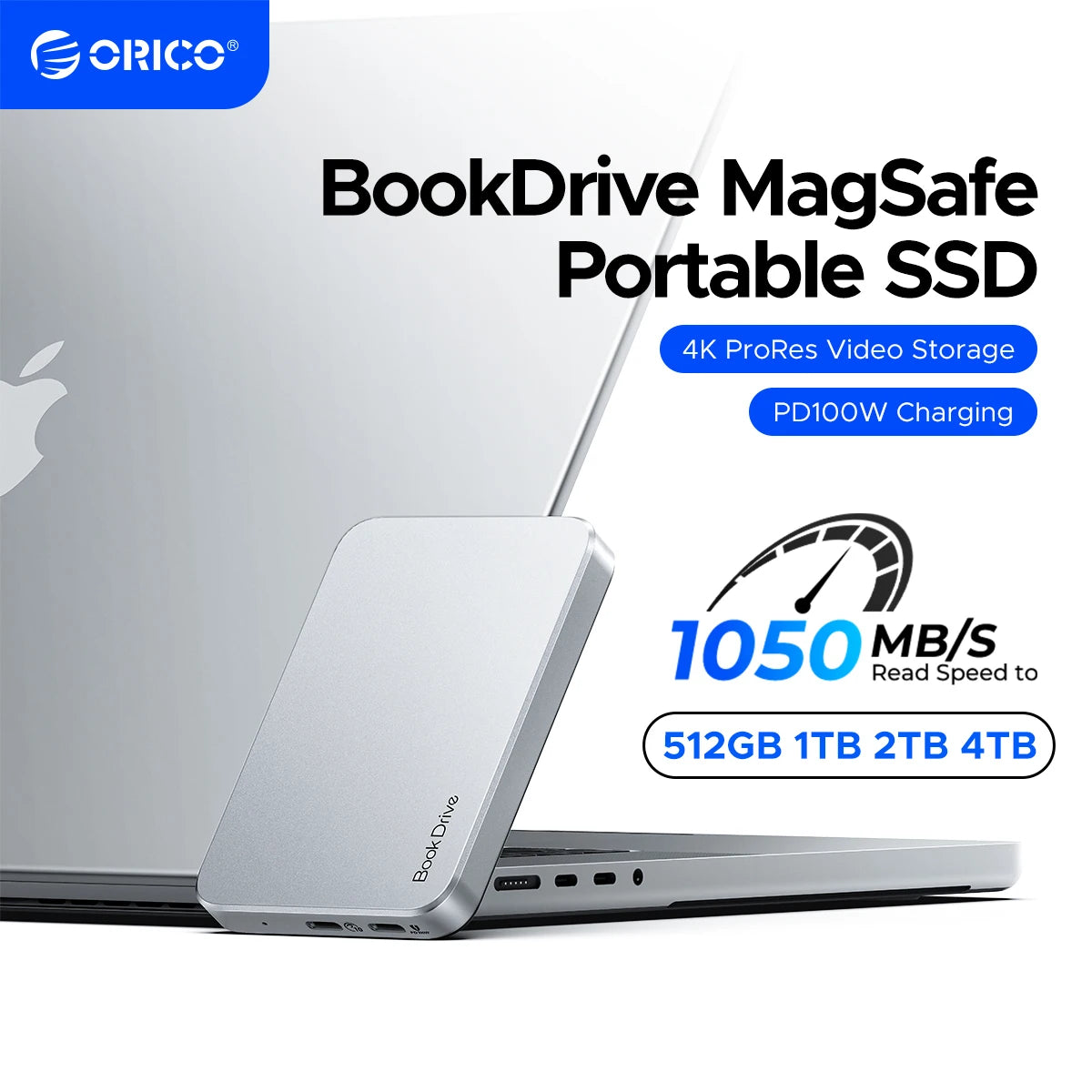 ORICO Magnetic External SSD for MacBook Pro with PD100W Charging, 4K ProRes HDR