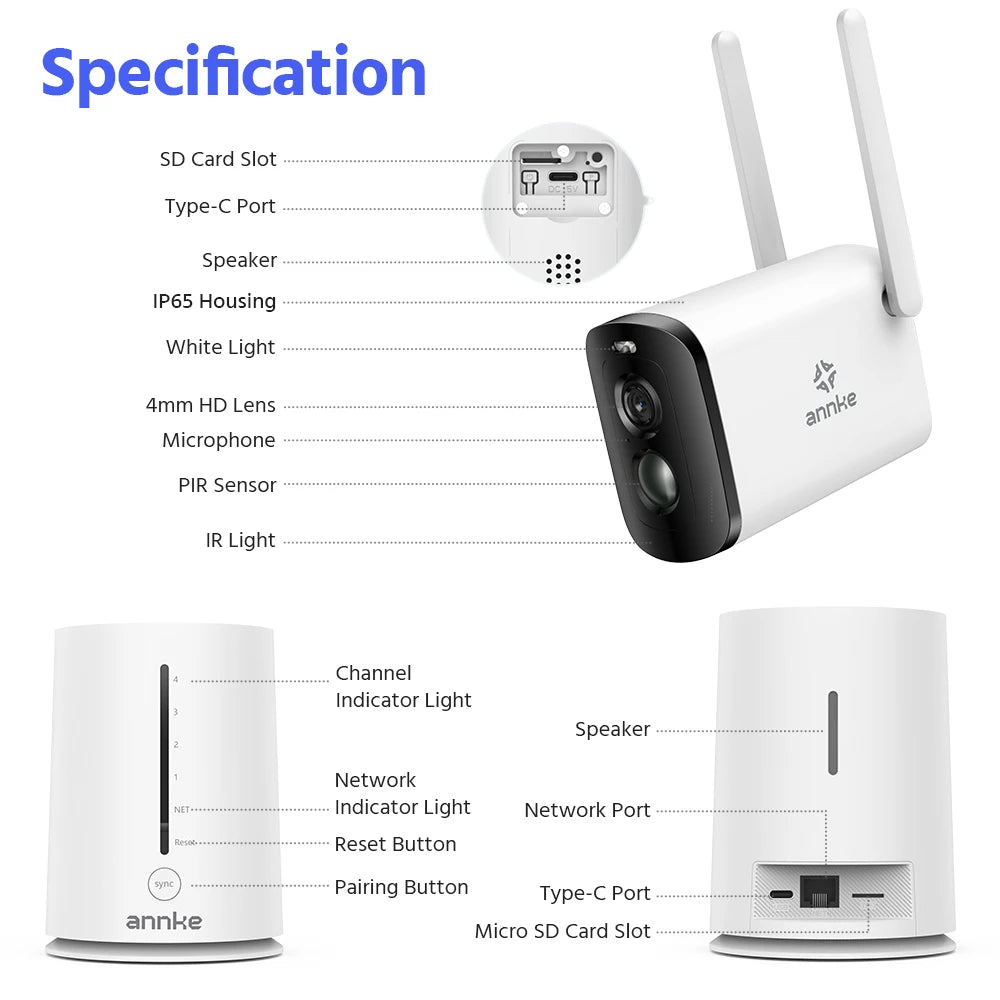 ANNKE 4MP Solar Wireless Camera System | 4CH NVR, Color Night Vision, Dual‑Band WiFi