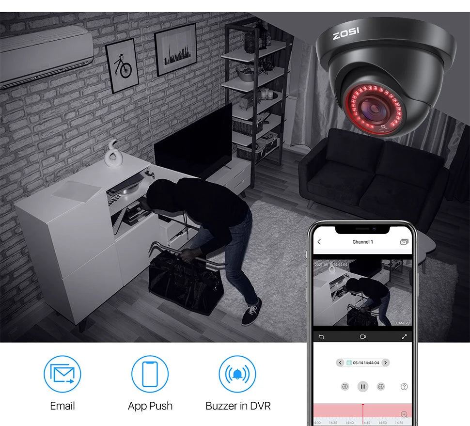 ZOSI 1080p Outdoor Security Camera – Waterproof AHD/TVI/CVI/CVBS 4‑in‑1 Surveillance Camera