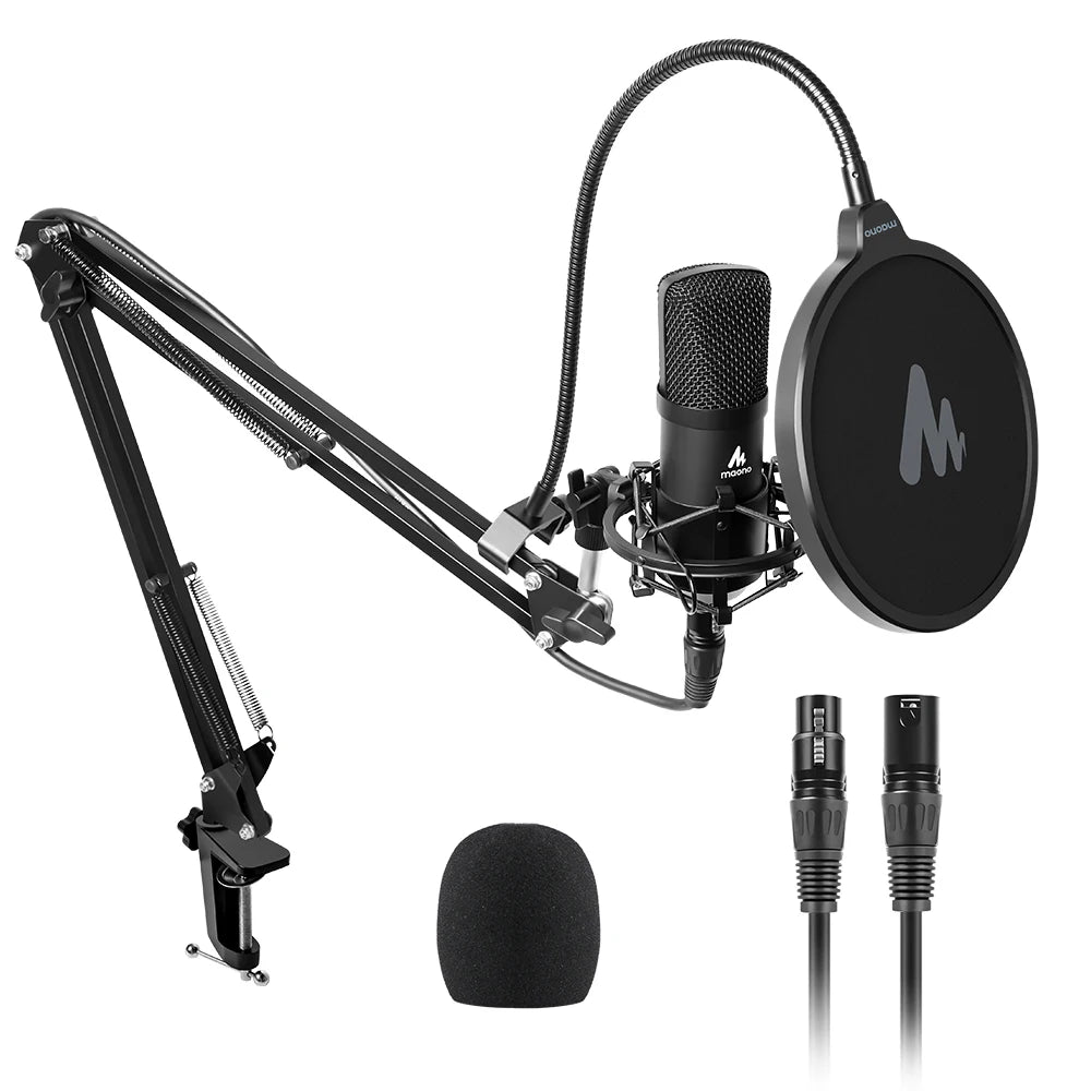 Maono A03Pro – XLR Condenser Studio Microphone Kit | Professional Cardioid Mic for Podcasting, Streaming & Recording
