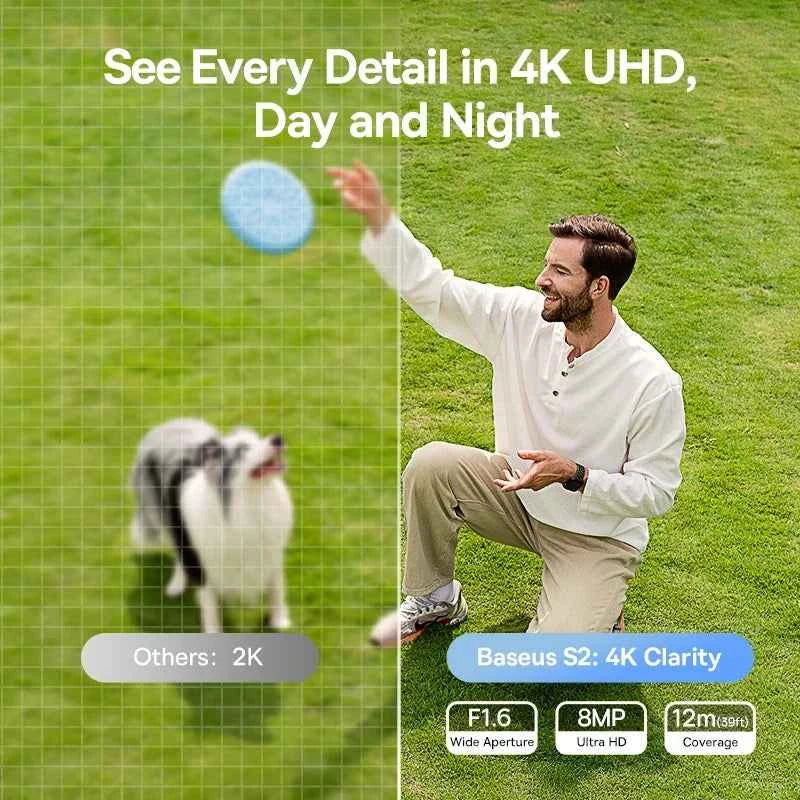 Baseus Security S2 Outdoor Camera 4K Clarity Solar Wireless Wifi Camera Smart Face ID IP67 Waterproof 145°FOV Smart App Control - Limetastore