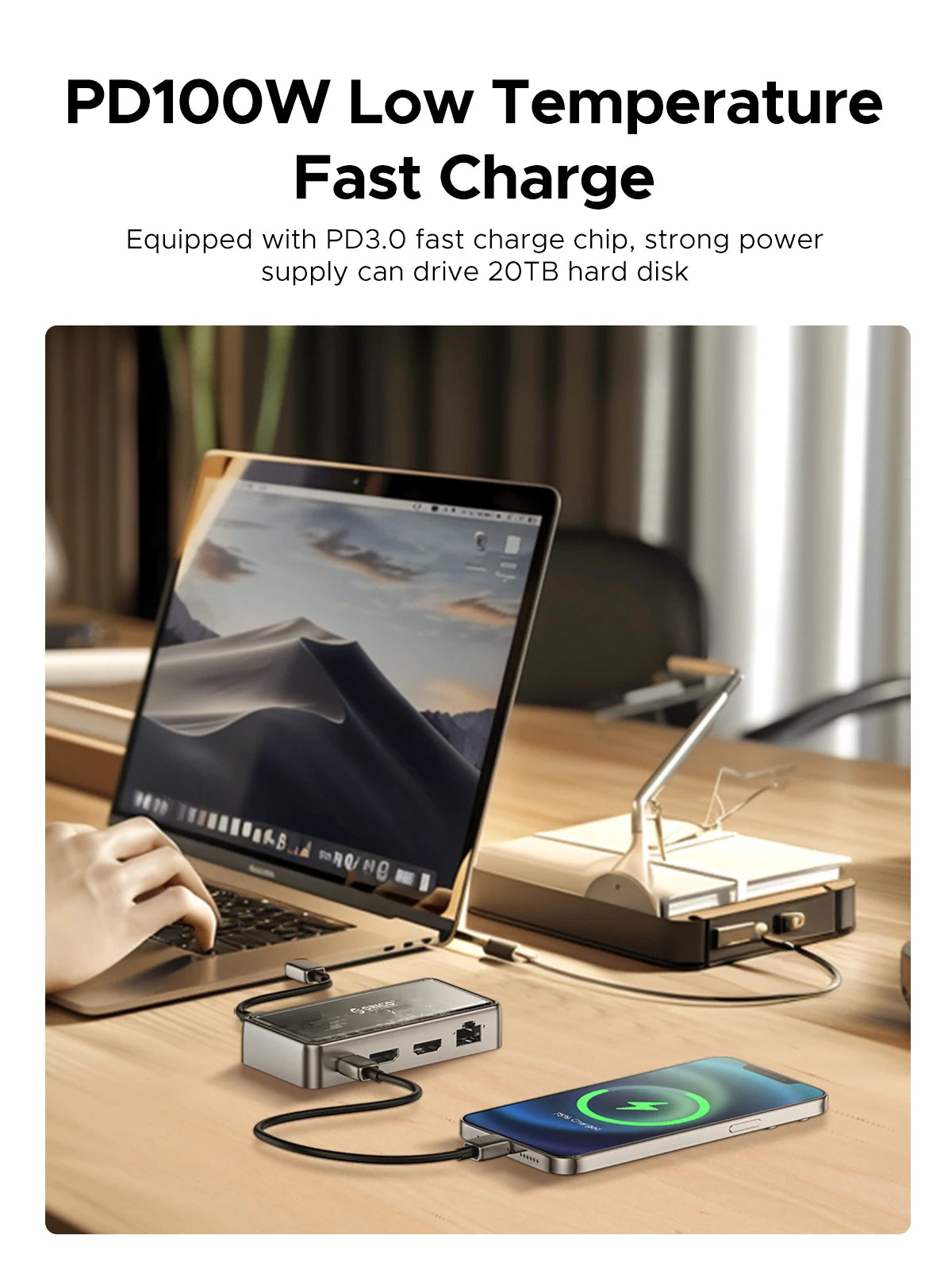 ORICO Metallic USB C HUB 10Gbps Docking Station 4K60Hz HDMI-compatible USB 3.0 Adapter RJ45 for Macbook Pro Laptop Accessories