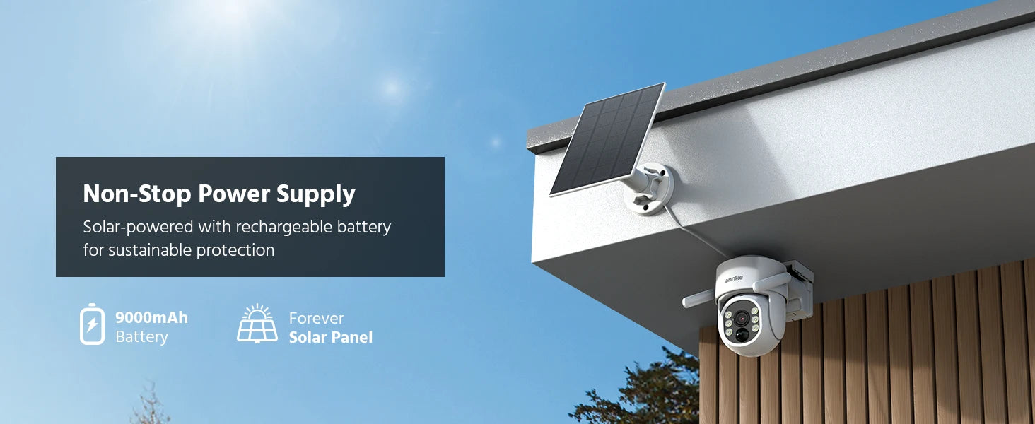 ANNKE 4MP Solar Wireless Camera System | 4CH NVR, Color Night Vision, Dual‑Band WiFi