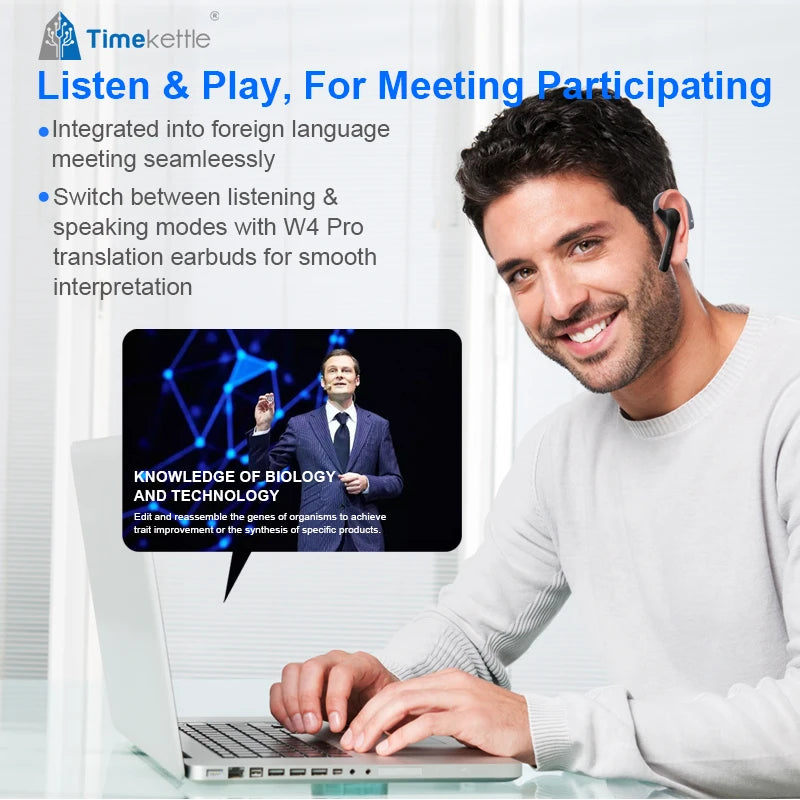 Timekettle W4 Pro AI Translator Earbuds 40 Languages Bidirectional