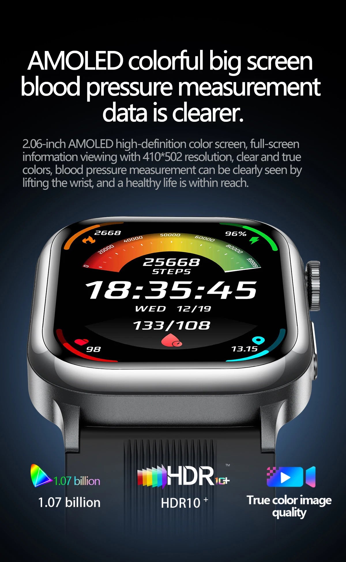 NFC Smart Watch Air Pump+Air Bag Accurate Blood Pressure Fat Health Measure BT Call Sports Tracking Sapphire Glass Smart Watch - Limetastore