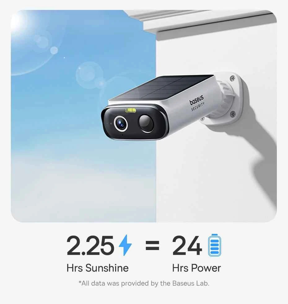 Baseus Security S1 Lite Solar Security Camera Wireless Outdoor Camera Continuous Power 2K Resolution 135°FOV IP67 Wifi Camera - Limetastore