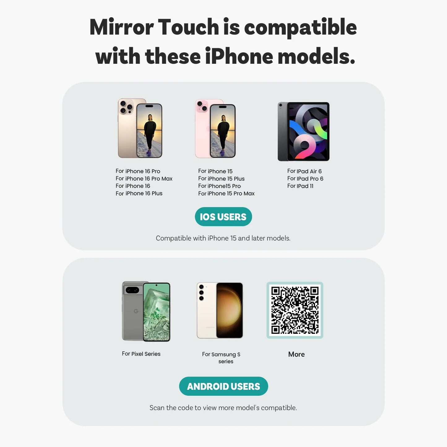 OTTOCAST Mirror Touch Bi‑Mirroring & Wireless CarPlay Adapter