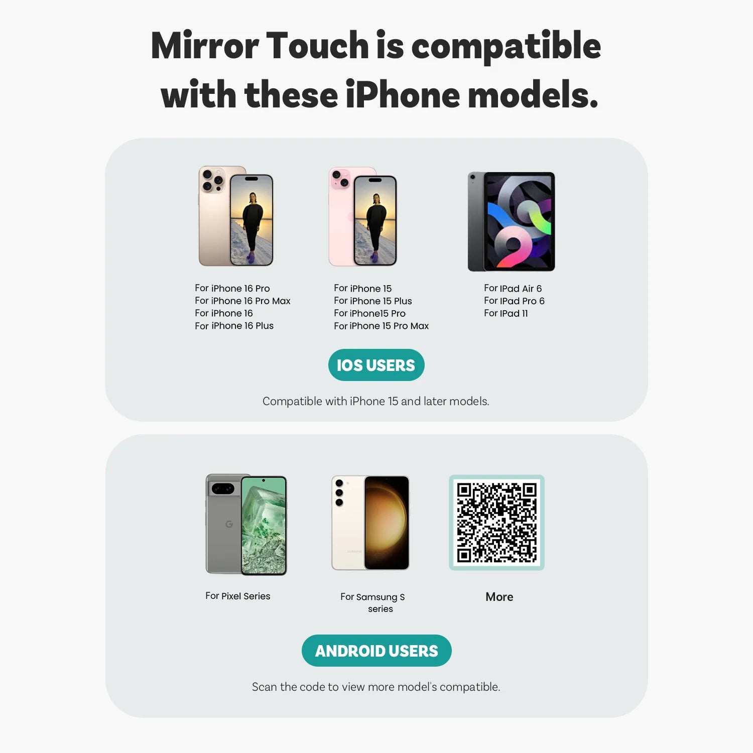 OTTOCAST Mirror Touch Bi‑Mirroring & Wireless CarPlay Adapter