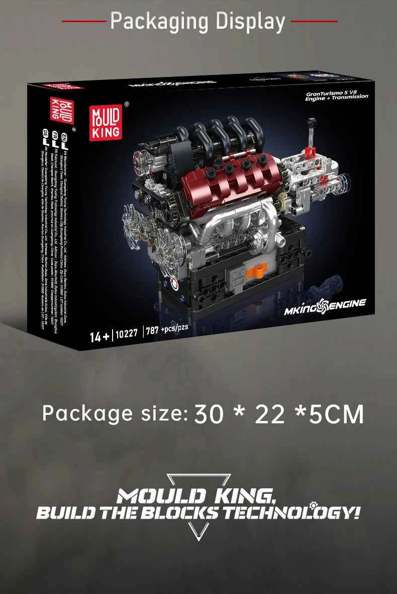 Mould King 10227 Motorized V8 Engine & Transmission Building Set - Limetastore