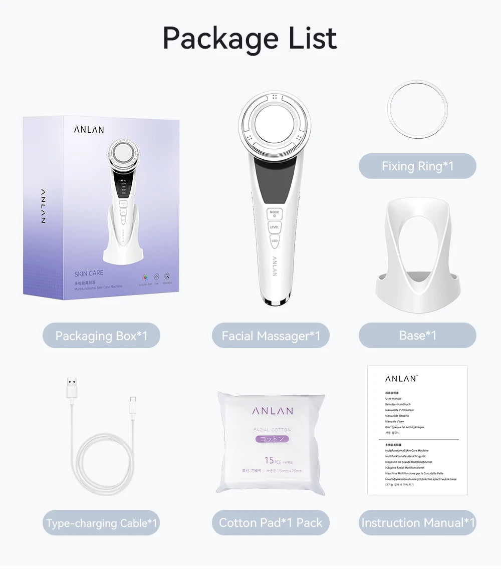 ANLAN EMS Facial Massager Pro Face Lifting Skin Rejuvenation Cold Compress Deep Cleaning Anti-aging Skincare Beauty Device - Limetastore