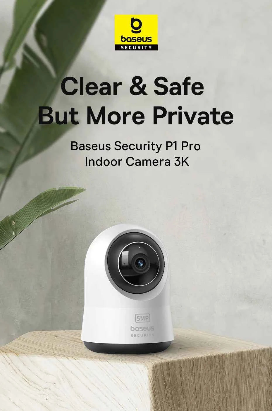Baseus 5MP 3K WiFi IP Camera 2.4G/5G Wireless Indoor Security Protection Pan&Tilt 8x Digital Zoom Mini Cam Surveillance Cameras - Limetastore