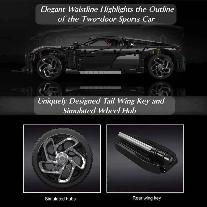 Mould King 13163 La Voiture Noire Remote Control Technical Sport Racing Car — RC Building Block Model - Limetastore