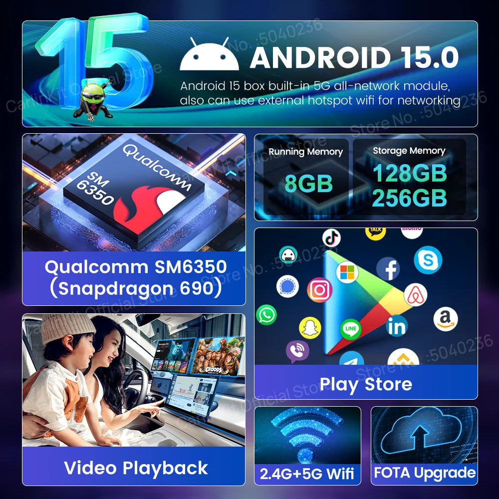 CarlinKit Tbox‑Ultra Android 15 8+128GB Wireless CarPlay AI Box