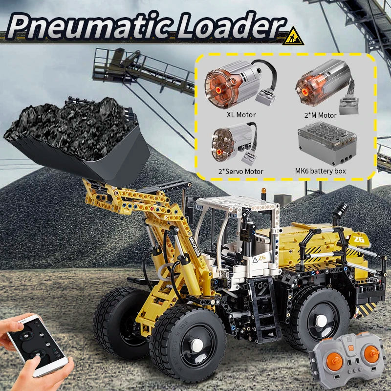 Mould King 17026 RC Pneumatic Loader L550 – Motorized Engineering Truck Building Block Set for Kids & Collectors - Limetastore