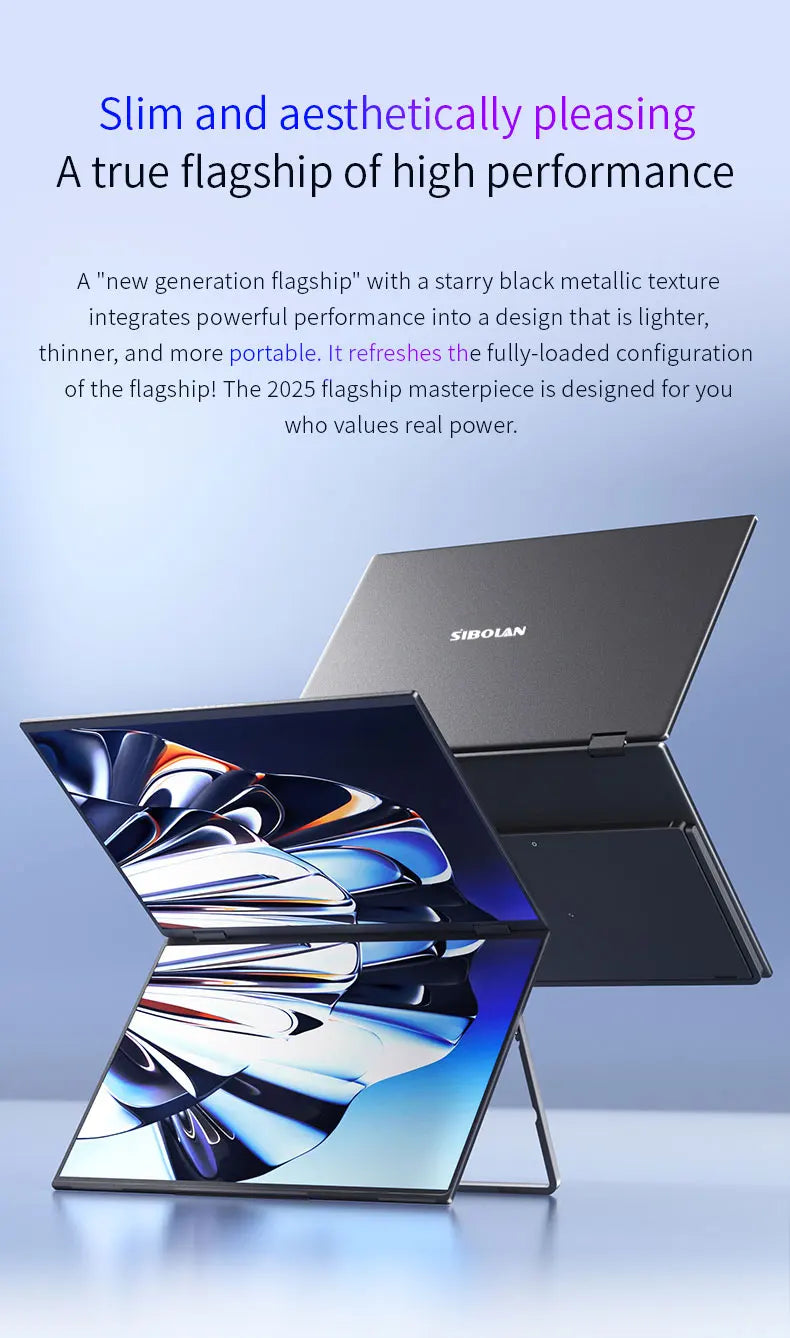 Sibolan 16 inch 2.5K Dual Screen Portable Monitor Laptop Foldable Extender 2560x1600P 60Hz USB-C HDMI Port For Gaming & Mac, Win - Limetastore