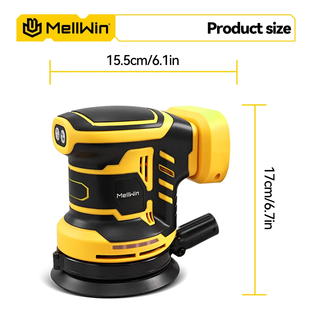 MELLWIN 125MM Electric Orbital Sander Polisher 3 Speeds Adjustable Wood Metal Sanding Polishing Tool For Makita 18V Battery Pin - Limetastore
