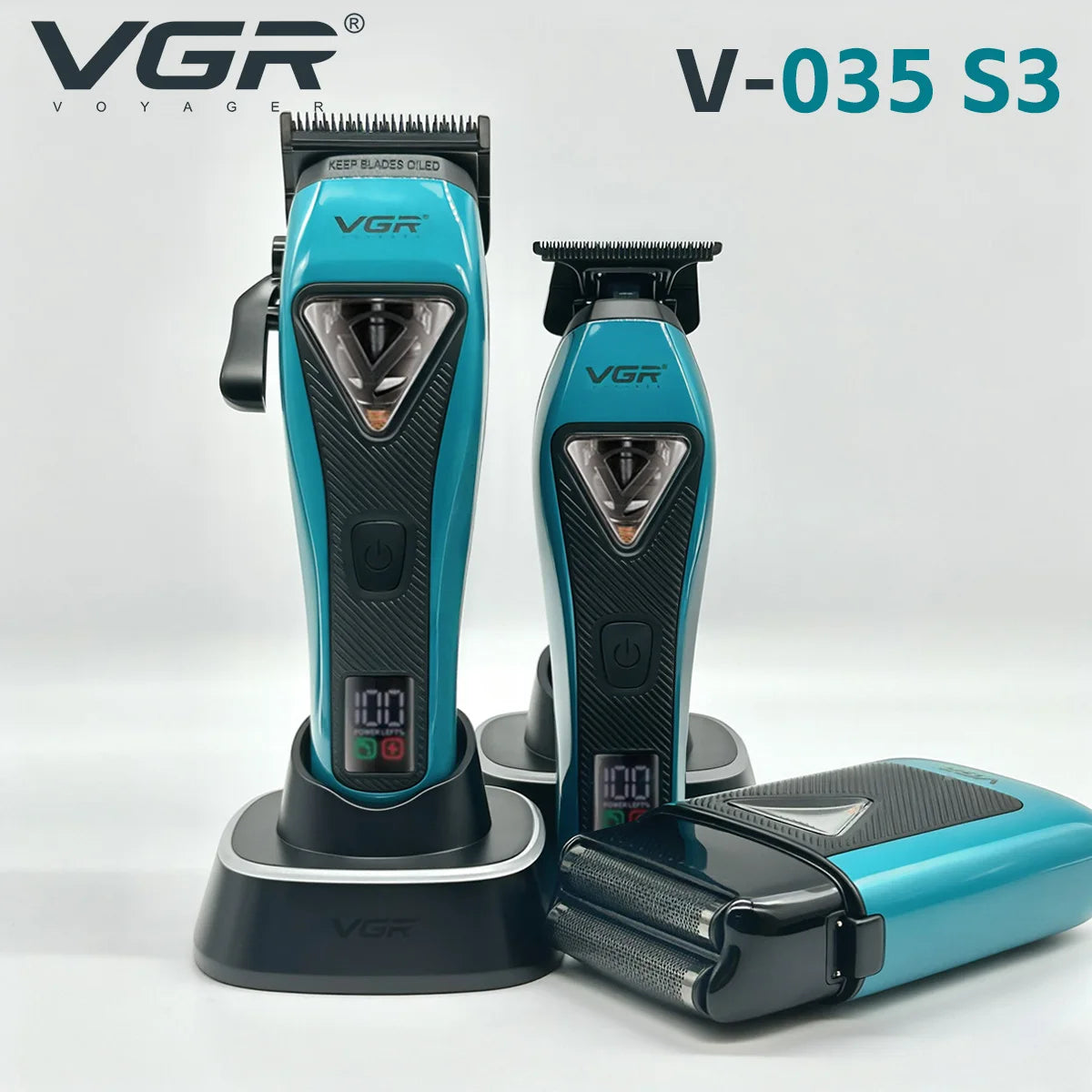 VGR Hair Trimmer Professional Hair Cutting Machine Cordless Beard Trimmer Electric Barber Clipper Metal Trimmer for Men V-035 S3
