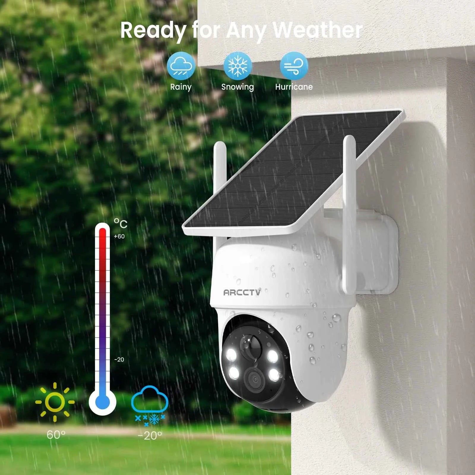 ARCCTV 2K Solar Wifi Camera Kit Outdoor Wireless Security Surveillance Camera Set Siren Alarm Two Way Audio Humanoid Detection - Limetastore