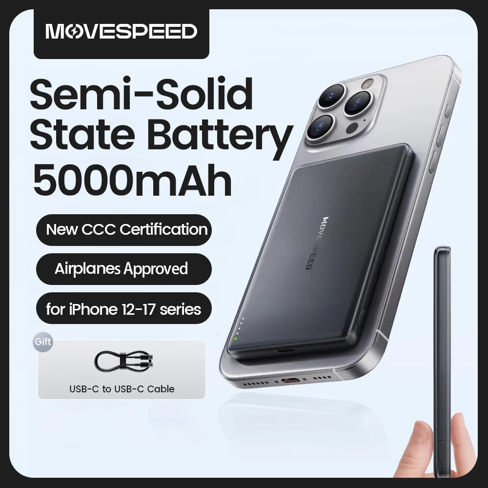 MOVESPEED Semi-Solid Battery Power Bank 5000mAh MagSafe Magnetic