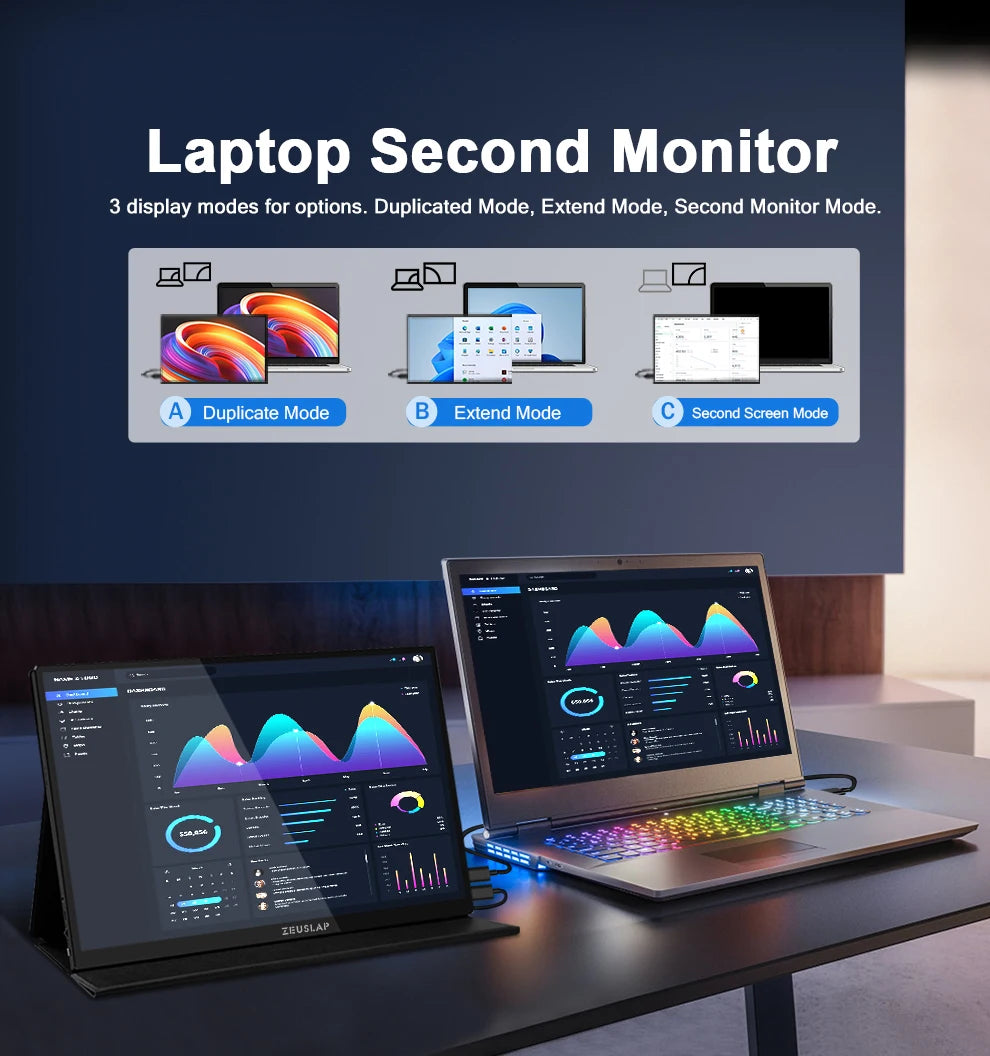 ZEUSLAP 16" 2.5K 144Hz Prenosni monitor na dotik | 2560×1600, 100 % sRGB, 500 nitov
