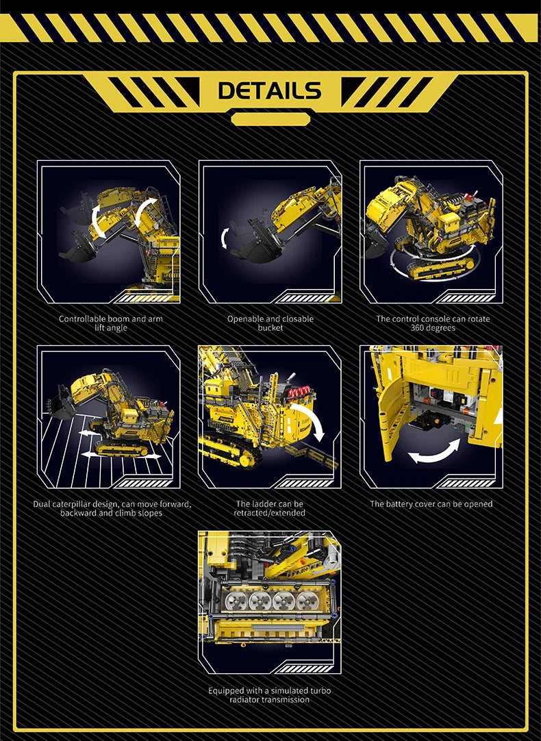 Mould King 17070/17071 RC R9800 Excavator Building Set | Motorized Technical Mining Excavator - Limetastore