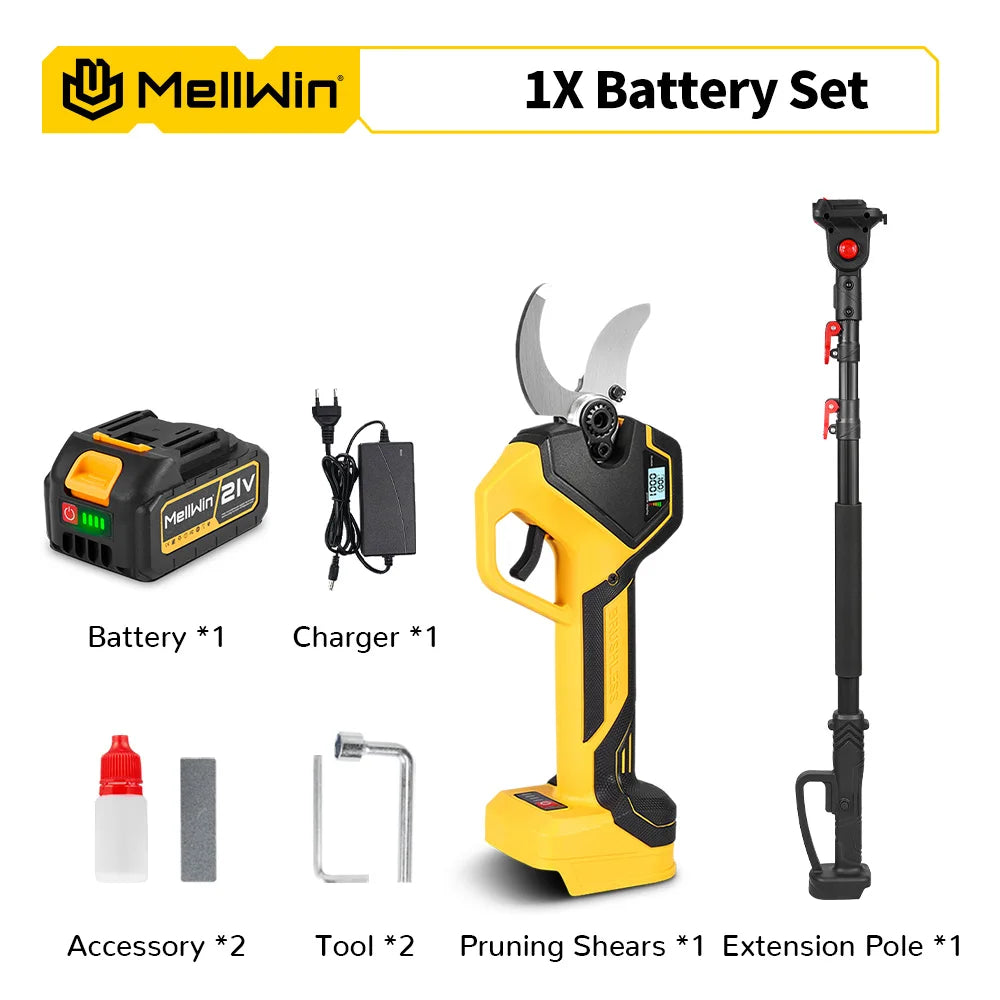 MELLWIN Brushless 50MM Electric Pruner Shear With 180CM Telescoping Pole Garden Pole Pruner Shear Tool For Makita 18VBattery Pin - Limetastore