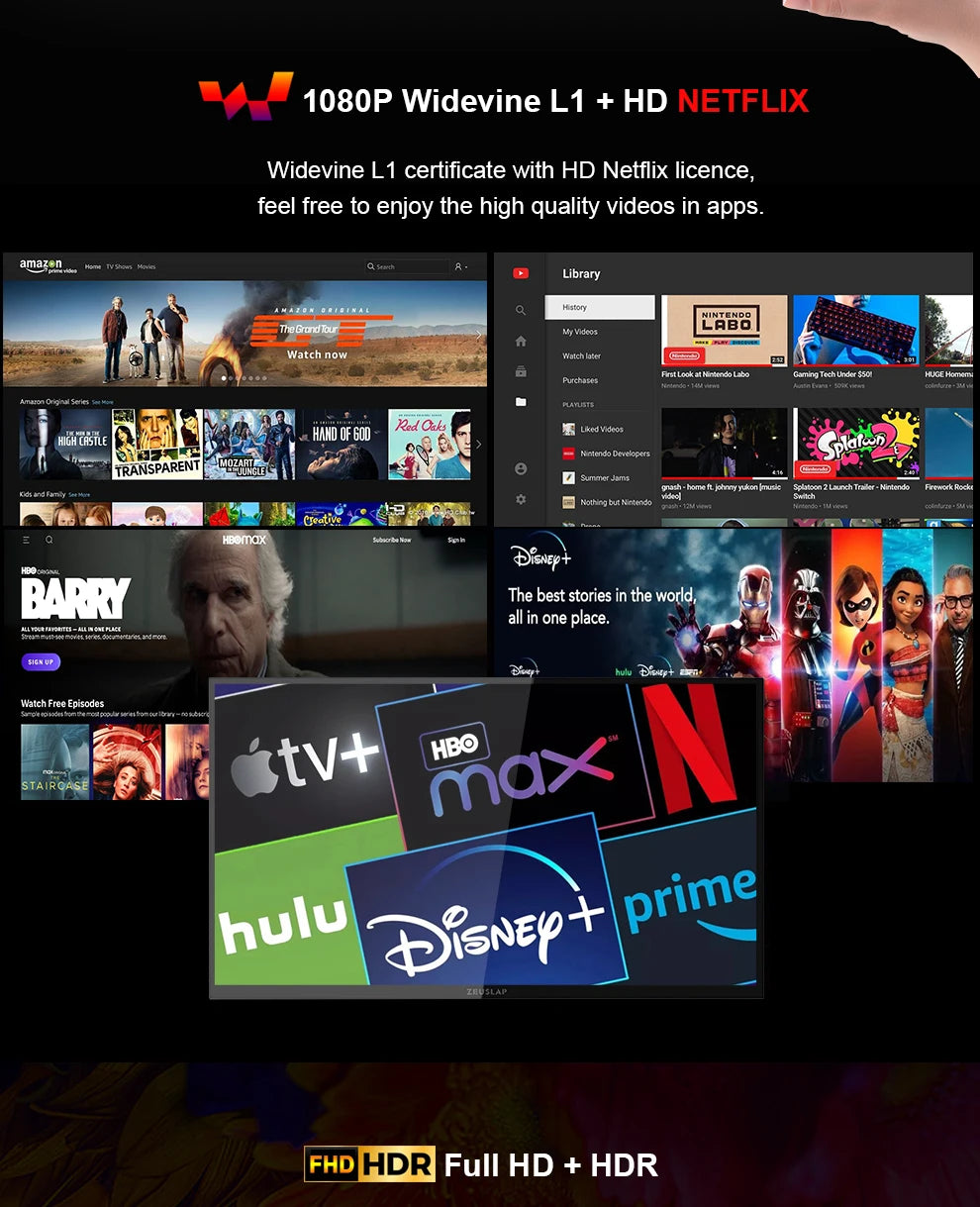 ZEUSLAP 18,5" pametni prenosni zaslon | Google TV, zaslon na dotik, USB‑C in HDMI