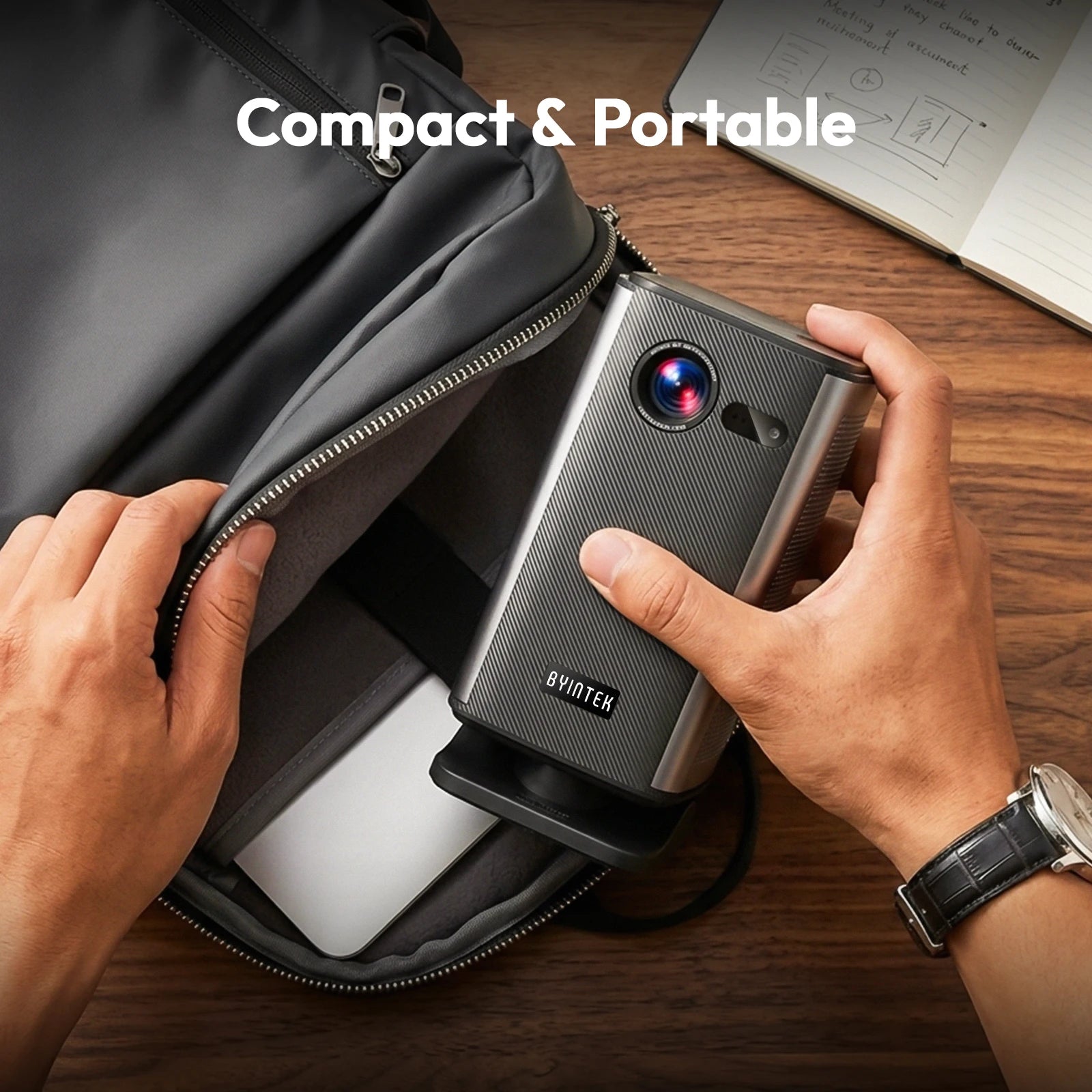 BYINTEK P70X Smart Portable Mini Projector – 4K Support, Active 3D, Built-in Battery