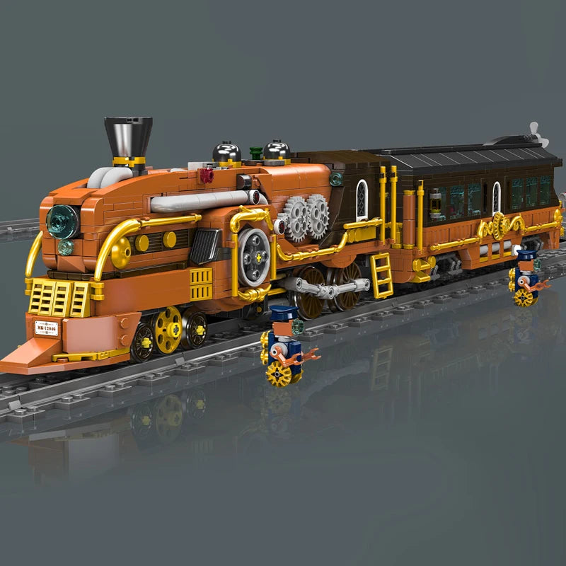 Mould King 12045 Motorized Steampunk Train | RC Technical Locomotive Building Blocks with Tracks - Limetastore