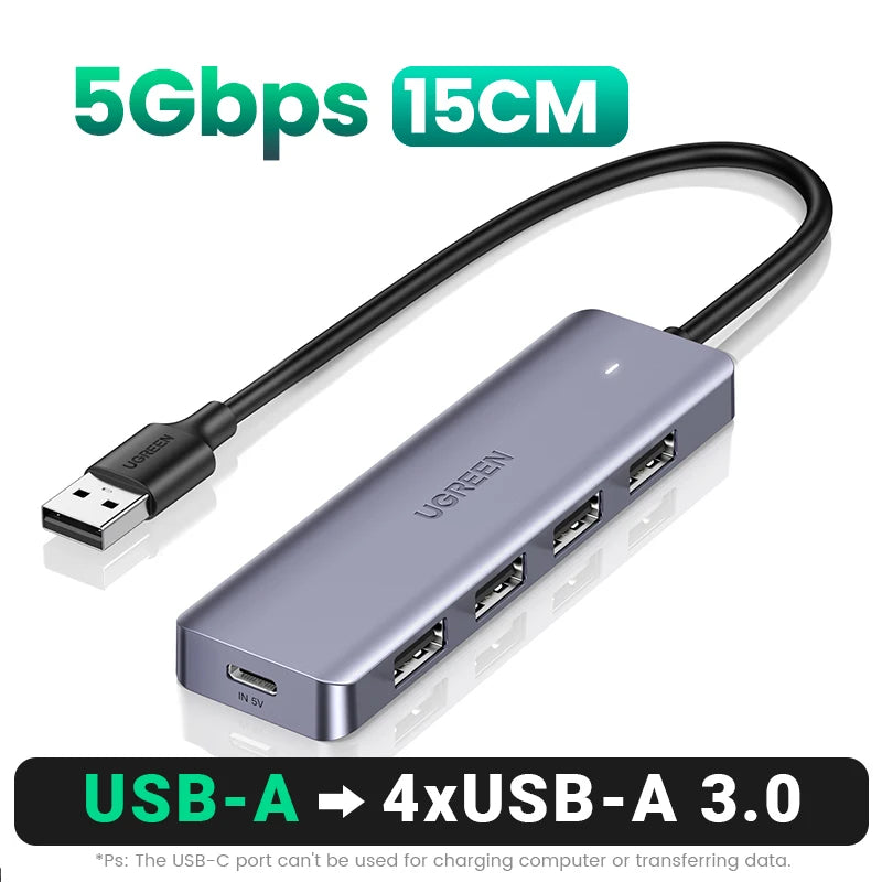 UGREEN USB‑C to USB 3.0 Hub | 4‑Port High‑Speed Splitter for MacBook, iPad & Samsung