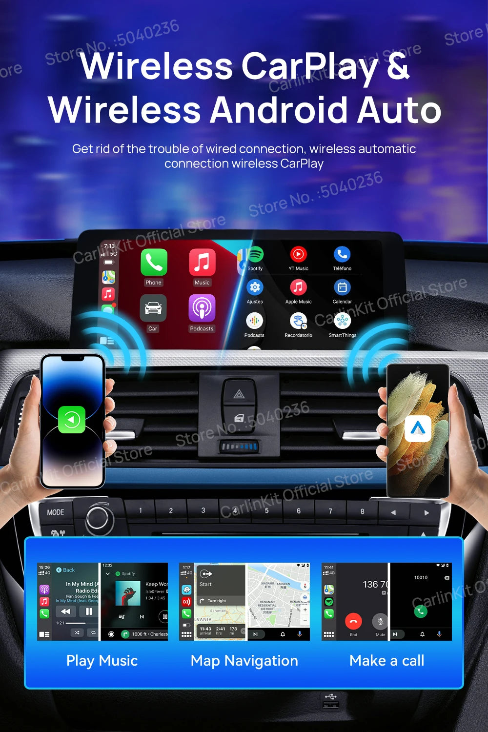 CarlinKit Android 13 SM6225 8‑Core Wireless CarPlay AI Box