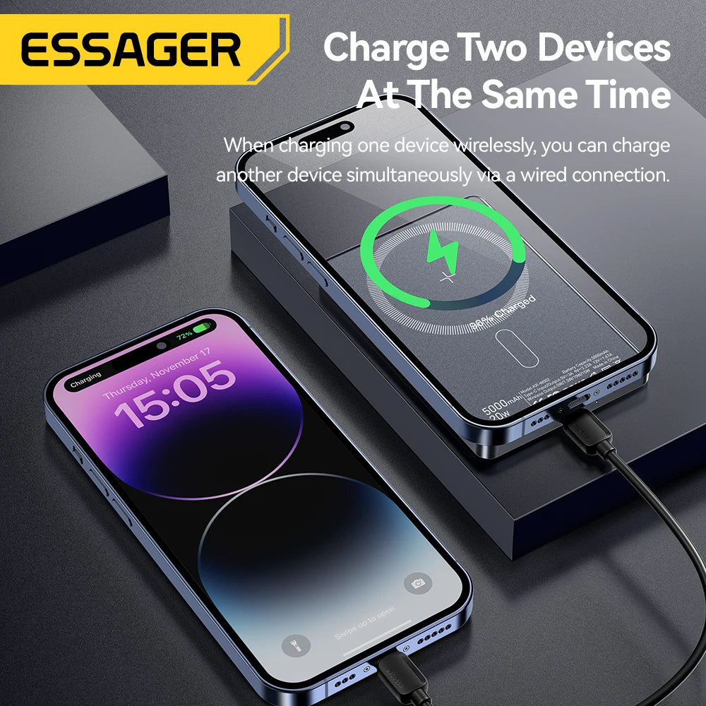 ESSAGER Thin Magnetic Wireless Power Bank 20W 5000mAh MagSafe