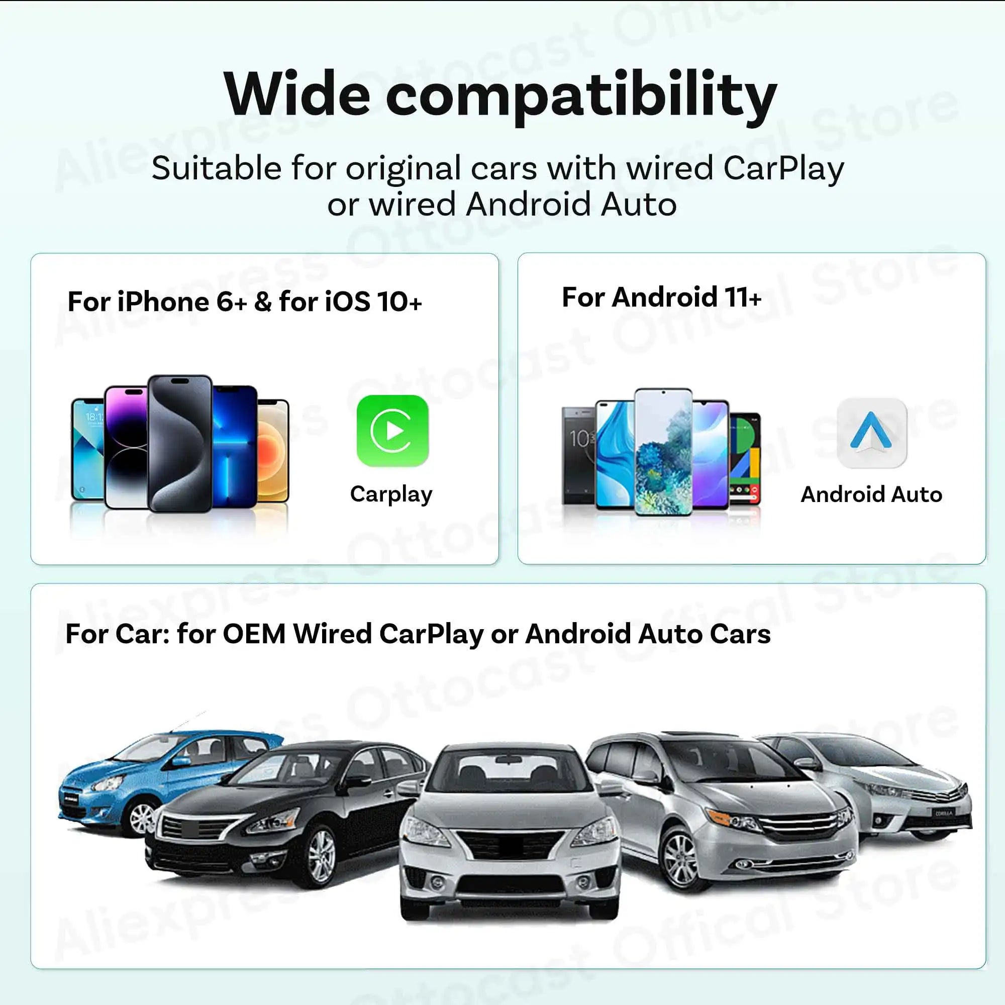 OTTOCAST Mini Nova 3.0 Wireless CarPlay & Android Auto Adapter