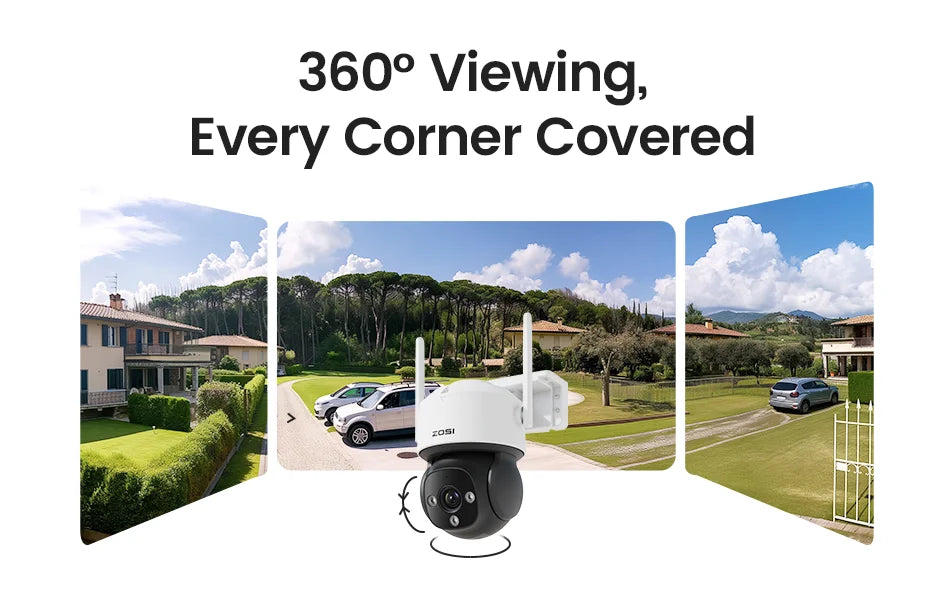 ZOSI C290 4K 8MP/4MP/2MP Outdoor PTZ WiFi Security Camera – Auto Person Tracking, 2‑Way Audio