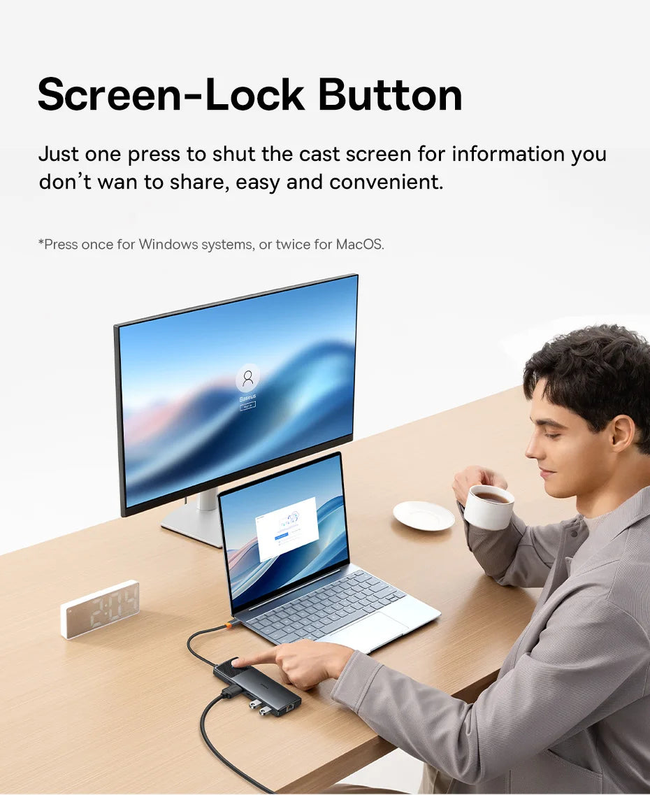 Baseus 10‑in‑1 USB‑C Hub | Dual HDMI 8K + 4K, USB 3.2 10Gbps, RJ45, SD/TF, PD 100W